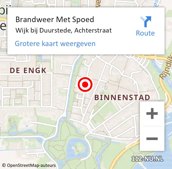 Locatie op kaart van de 112 melding: Brandweer Met Spoed Naar Wijk bij Duurstede, Achterstraat op 29 mei 2018 15:53