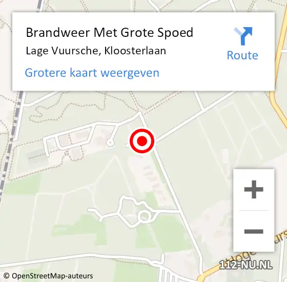 Locatie op kaart van de 112 melding: Brandweer Met Grote Spoed Naar Lage Vuursche, Kloosterlaan op 29 mei 2018 16:06
