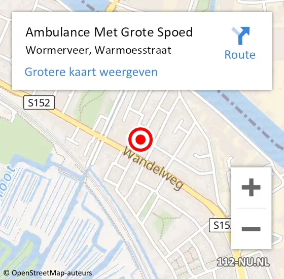 Locatie op kaart van de 112 melding: Ambulance Met Grote Spoed Naar Wormerveer, Warmoesstraat op 29 mei 2018 16:29