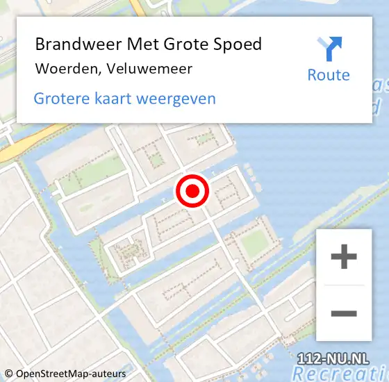 Locatie op kaart van de 112 melding: Brandweer Met Grote Spoed Naar Woerden, Veluwemeer op 29 mei 2018 16:37