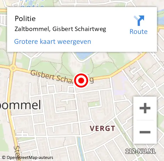 Locatie op kaart van de 112 melding: Politie Zaltbommel, Gisbert Schairtweg op 29 mei 2018 17:28