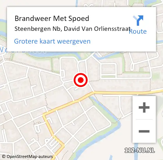 Locatie op kaart van de 112 melding: Brandweer Met Spoed Naar Steenbergen Nb, David Van Orliensstraat op 29 mei 2018 17:30