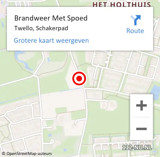 Locatie op kaart van de 112 melding: Brandweer Met Spoed Naar Twello, Schakerpad op 29 mei 2018 17:43