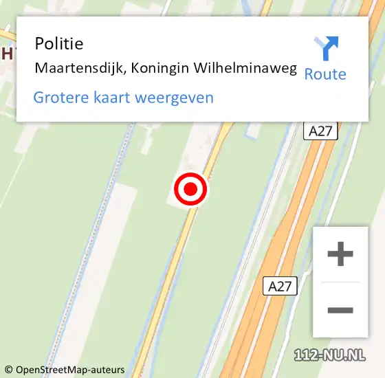 Locatie op kaart van de 112 melding: Politie Maartensdijk, Koningin Wilhelminaweg op 29 mei 2018 18:02