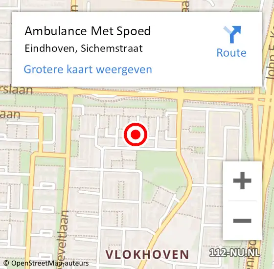 Locatie op kaart van de 112 melding: Ambulance Met Spoed Naar Eindhoven, Sichemstraat op 29 mei 2018 18:12