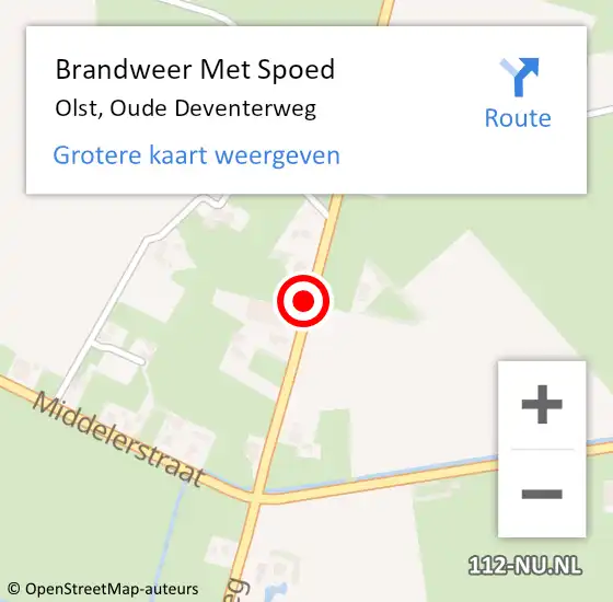 Locatie op kaart van de 112 melding: Brandweer Met Spoed Naar Olst, Oude Deventerweg op 29 mei 2018 18:13