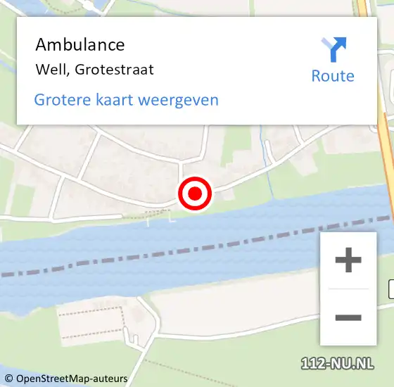 Locatie op kaart van de 112 melding: Ambulance Well, Grotestraat op 29 mei 2018 18:15