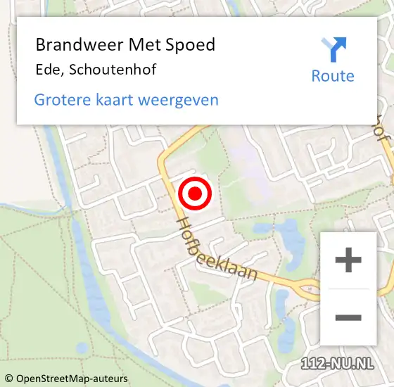 Locatie op kaart van de 112 melding: Brandweer Met Spoed Naar Ede, Schoutenhof op 29 mei 2018 18:27