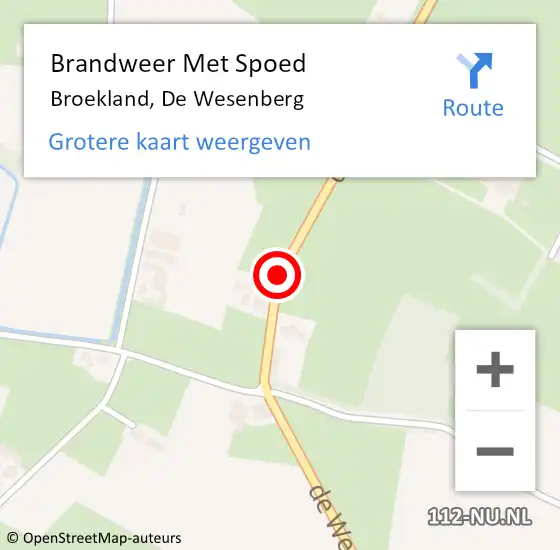 Locatie op kaart van de 112 melding: Brandweer Met Spoed Naar Broekland, De Wesenberg op 29 mei 2018 18:34