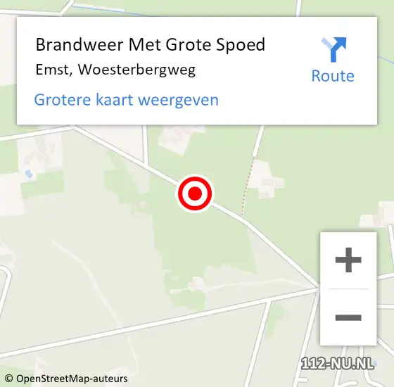 Locatie op kaart van de 112 melding: Brandweer Met Grote Spoed Naar Emst, Woesterbergweg op 29 mei 2018 18:34