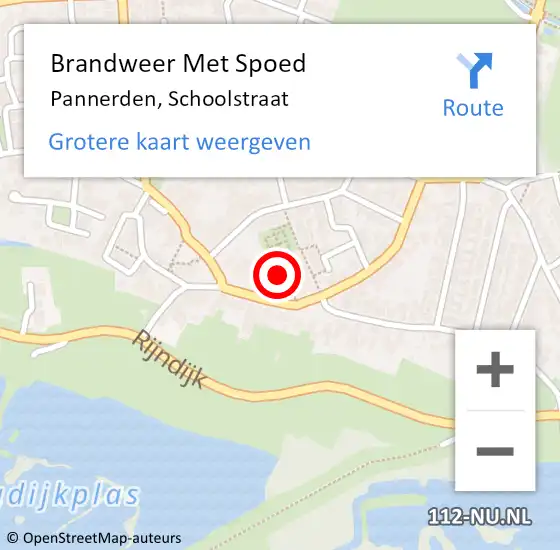 Locatie op kaart van de 112 melding: Brandweer Met Spoed Naar Pannerden, Schoolstraat op 29 mei 2018 18:41