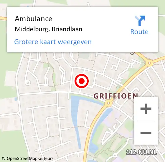 Locatie op kaart van de 112 melding: Ambulance Middelburg, Briandlaan op 29 mei 2018 19:15