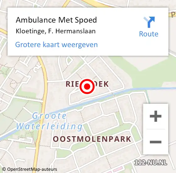 Locatie op kaart van de 112 melding: Ambulance Met Spoed Naar Kloetinge, F. Hermanslaan op 29 mei 2018 19:20