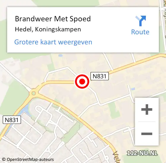 Locatie op kaart van de 112 melding: Brandweer Met Spoed Naar Hedel, Koningskampen op 29 mei 2018 19:33