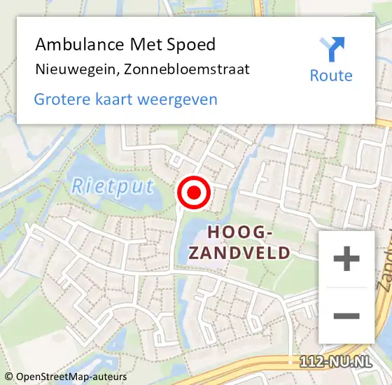 Locatie op kaart van de 112 melding: Ambulance Met Spoed Naar Nieuwegein, Zonnebloemstraat op 29 mei 2018 19:49