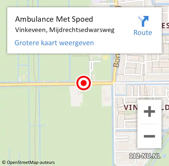 Locatie op kaart van de 112 melding: Ambulance Met Spoed Naar Vinkeveen, Mijdrechtsedwarsweg op 29 mei 2018 19:50