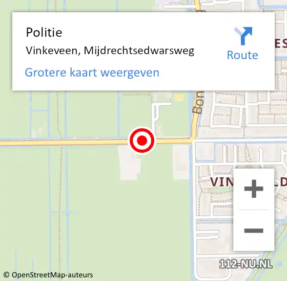 Locatie op kaart van de 112 melding: Politie Vinkeveen, Mijdrechtsedwarsweg op 29 mei 2018 19:54