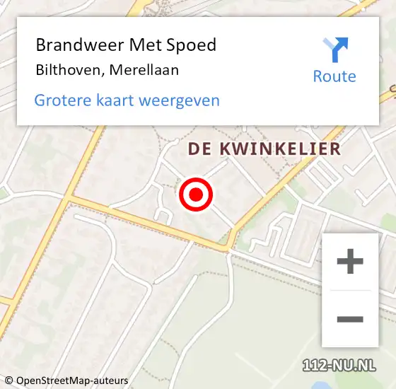 Locatie op kaart van de 112 melding: Brandweer Met Spoed Naar Bilthoven, Merellaan op 29 mei 2018 20:09