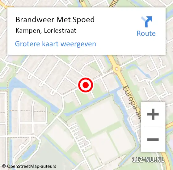 Locatie op kaart van de 112 melding: Brandweer Met Spoed Naar Kampen, Loriestraat op 29 mei 2018 20:16