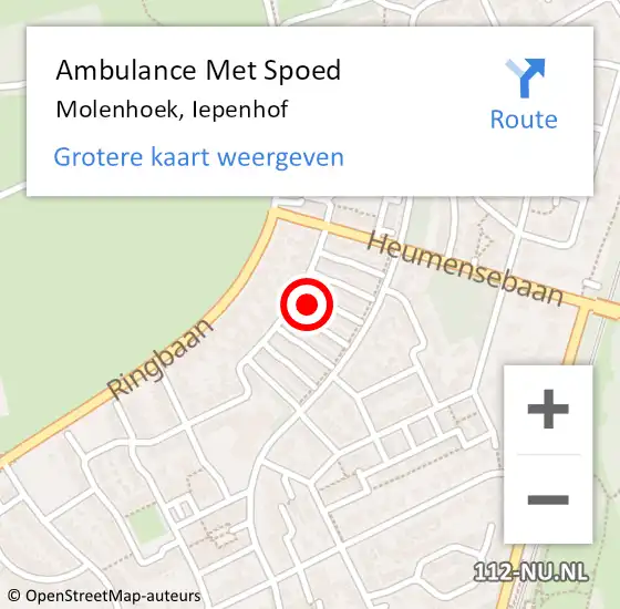 Locatie op kaart van de 112 melding: Ambulance Met Spoed Naar Molenhoek, Iepenhof op 26 februari 2014 07:39