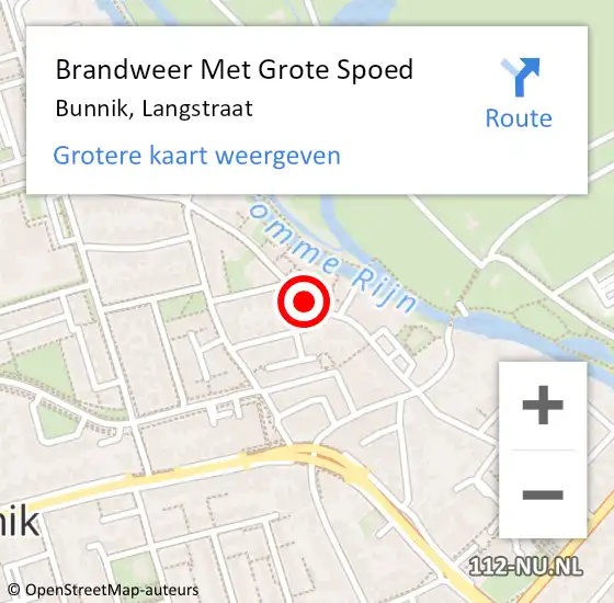 Locatie op kaart van de 112 melding: Brandweer Met Grote Spoed Naar Bunnik, Langstraat op 29 mei 2018 20:19