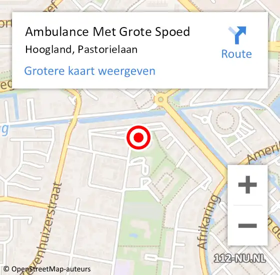 Locatie op kaart van de 112 melding: Ambulance Met Grote Spoed Naar Hoogland, Pastorielaan op 29 mei 2018 20:26