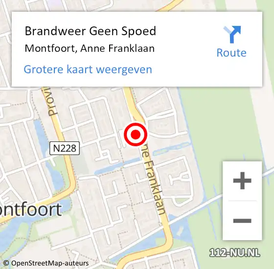 Locatie op kaart van de 112 melding: Brandweer Geen Spoed Naar Montfoort, Anne Franklaan op 29 mei 2018 20:47