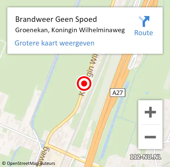 Locatie op kaart van de 112 melding: Brandweer Geen Spoed Naar Groenekan, Koningin Wilhelminaweg op 29 mei 2018 20:58