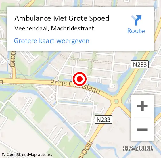 Locatie op kaart van de 112 melding: Ambulance Met Grote Spoed Naar Veenendaal, Macbridestraat op 29 mei 2018 21:16