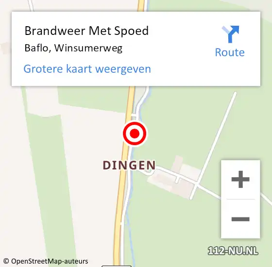 Locatie op kaart van de 112 melding: Brandweer Met Spoed Naar Baflo, Winsumerweg op 29 mei 2018 21:59