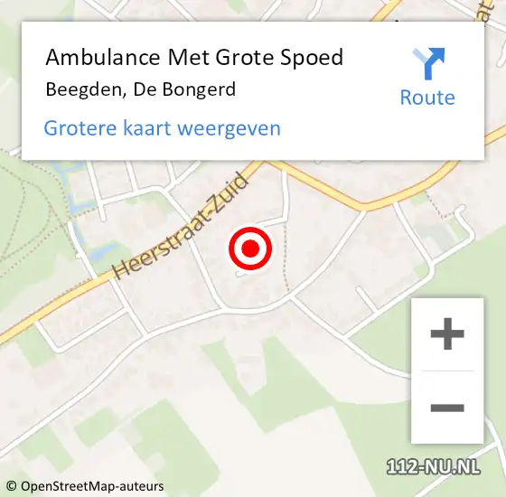 Locatie op kaart van de 112 melding: Ambulance Met Grote Spoed Naar Beegden, De Bongerd op 29 mei 2018 22:48