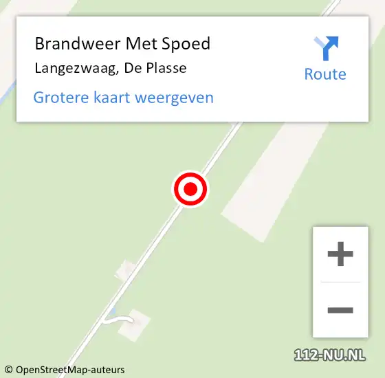 Locatie op kaart van de 112 melding: Brandweer Met Spoed Naar Langezwaag, De Plasse op 29 mei 2018 23:03