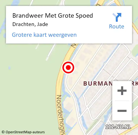 Locatie op kaart van de 112 melding: Brandweer Met Grote Spoed Naar Drachten, Jade op 29 mei 2018 23:16