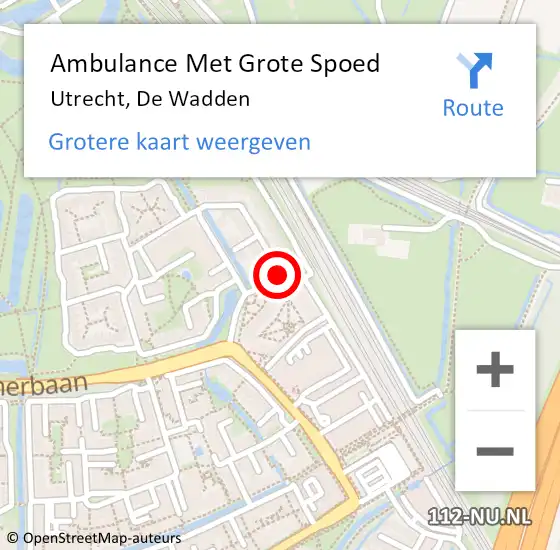 Locatie op kaart van de 112 melding: Ambulance Met Grote Spoed Naar Utrecht, De Wadden op 30 mei 2018 00:02