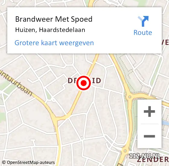 Locatie op kaart van de 112 melding: Brandweer Met Spoed Naar Huizen, Haardstedelaan op 30 mei 2018 00:51