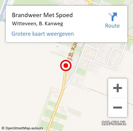 Locatie op kaart van de 112 melding: Brandweer Met Spoed Naar Witteveen, B. Kanweg op 30 mei 2018 01:09