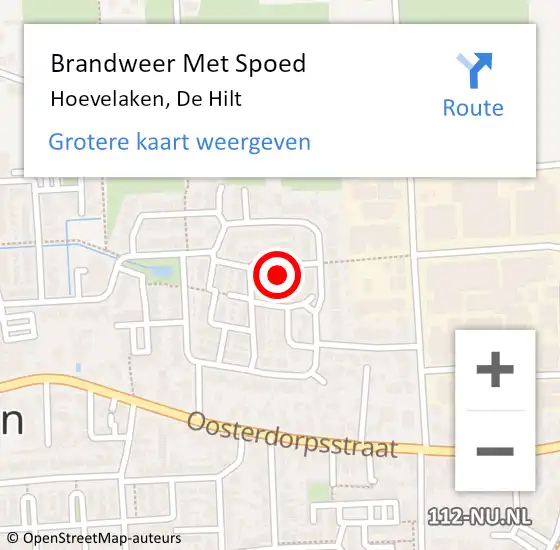 Locatie op kaart van de 112 melding: Brandweer Met Spoed Naar Hoevelaken, De Hilt op 30 mei 2018 04:43