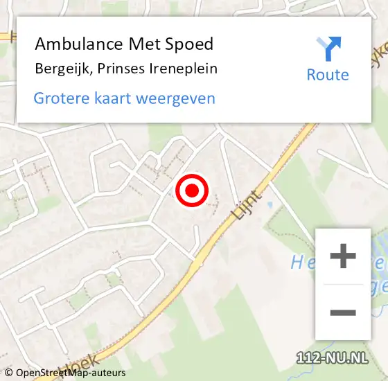 Locatie op kaart van de 112 melding: Ambulance Met Spoed Naar Bergeijk, Prinses Ireneplein op 30 mei 2018 05:22