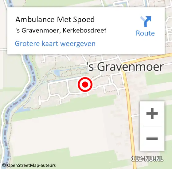 Locatie op kaart van de 112 melding: Ambulance Met Spoed Naar 's Gravenmoer, Kerkebosdreef op 30 mei 2018 06:56