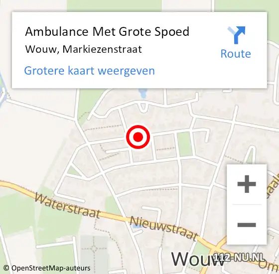 Locatie op kaart van de 112 melding: Ambulance Met Grote Spoed Naar Wouw, Markiezenstraat op 30 mei 2018 07:43