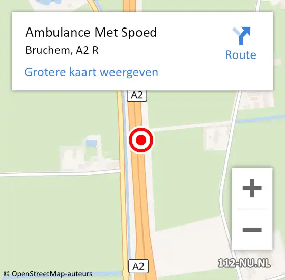 Locatie op kaart van de 112 melding: Ambulance Met Spoed Naar Bruchem, A2 R op 30 mei 2018 07:46