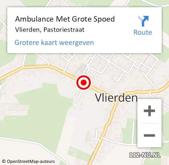 Locatie op kaart van de 112 melding: Ambulance Met Grote Spoed Naar Vlierden, Pastoriestraat op 30 mei 2018 07:50