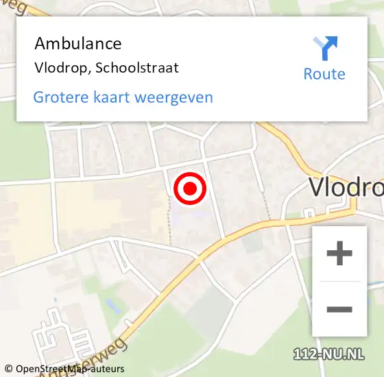 Locatie op kaart van de 112 melding: Ambulance Vlodrop, Schoolstraat op 30 mei 2018 08:07