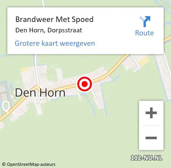 Locatie op kaart van de 112 melding: Brandweer Met Spoed Naar Den Horn, Dorpsstraat op 30 mei 2018 08:16