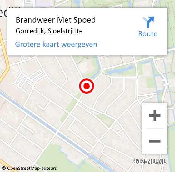 Locatie op kaart van de 112 melding: Brandweer Met Spoed Naar Gorredijk, Sjoelstrjitte op 30 mei 2018 08:28