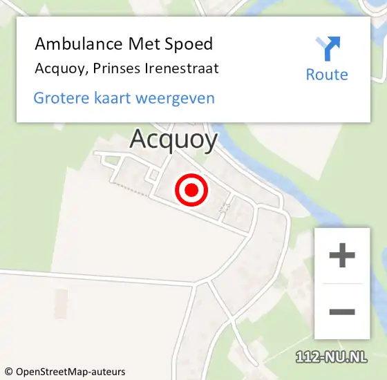 Locatie op kaart van de 112 melding: Ambulance Met Spoed Naar Acquoy, Prinses Irenestraat op 30 mei 2018 08:29