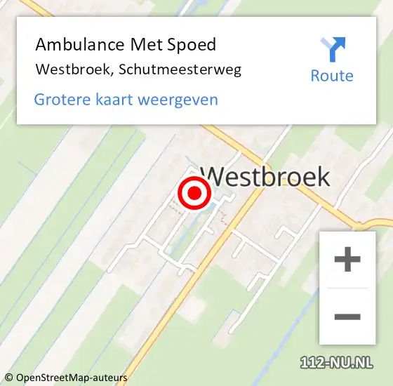 Locatie op kaart van de 112 melding: Ambulance Met Spoed Naar Westbroek, Schutmeesterweg op 30 mei 2018 08:37