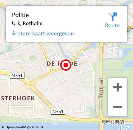 Locatie op kaart van de 112 melding: Politie Urk, Rotholm op 30 mei 2018 08:50