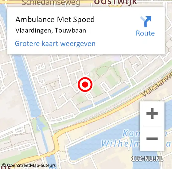 Locatie op kaart van de 112 melding: Ambulance Met Spoed Naar Vlaardingen, Touwbaan op 30 mei 2018 08:51