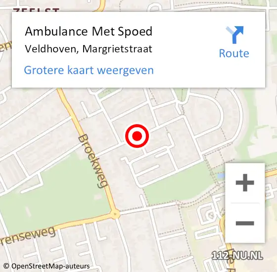 Locatie op kaart van de 112 melding: Ambulance Met Spoed Naar Veldhoven, Margrietstraat op 30 mei 2018 09:21